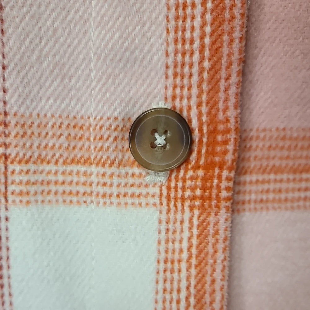 Old Navy Pink and Orange Peach Plaid Shacket Shirt Jacket Girls XL(14-16)